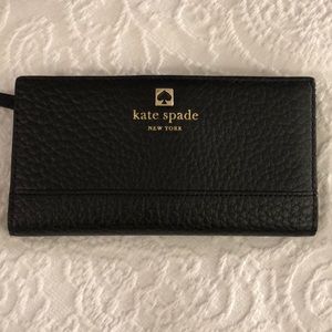 Black Kate Spade Wallet pebbled Leather New!